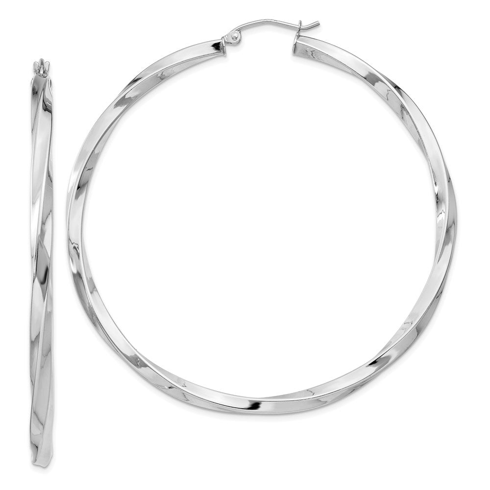 Sterlingsilber Rhodiniert 3x60mmtwisted Creolen