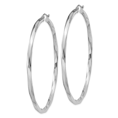 Sterlingsilber Rhodiniert 3x65mmtwisted Creolen