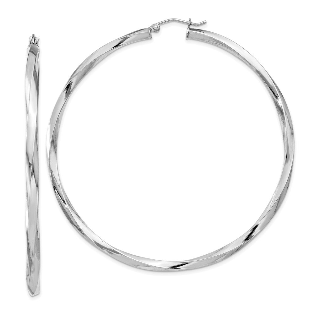 Sterlingsilber Rhodiniert 3x65mmtwisted Creolen