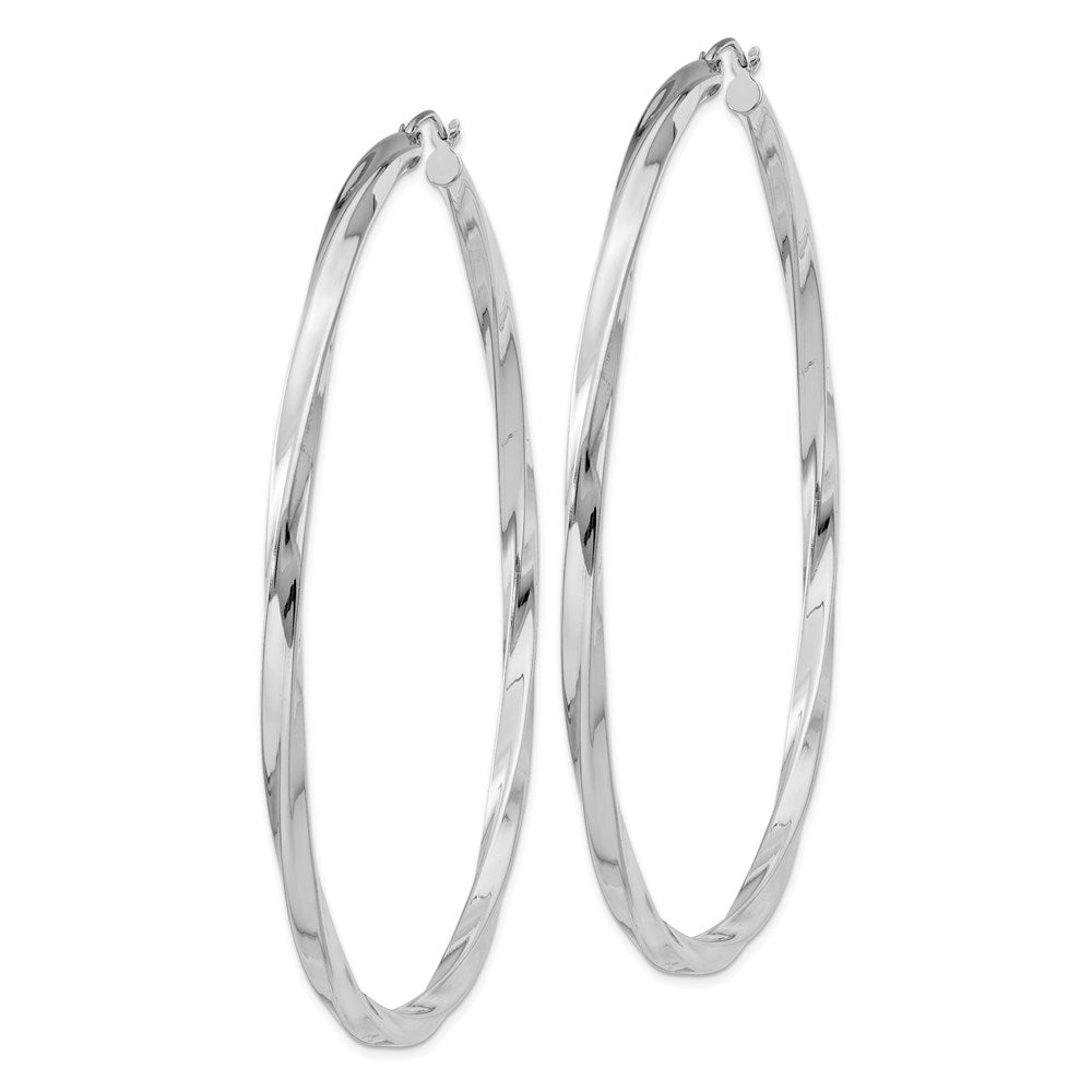 Sterlingsilber Rhodiniert 3x70mmtwisted Creolen