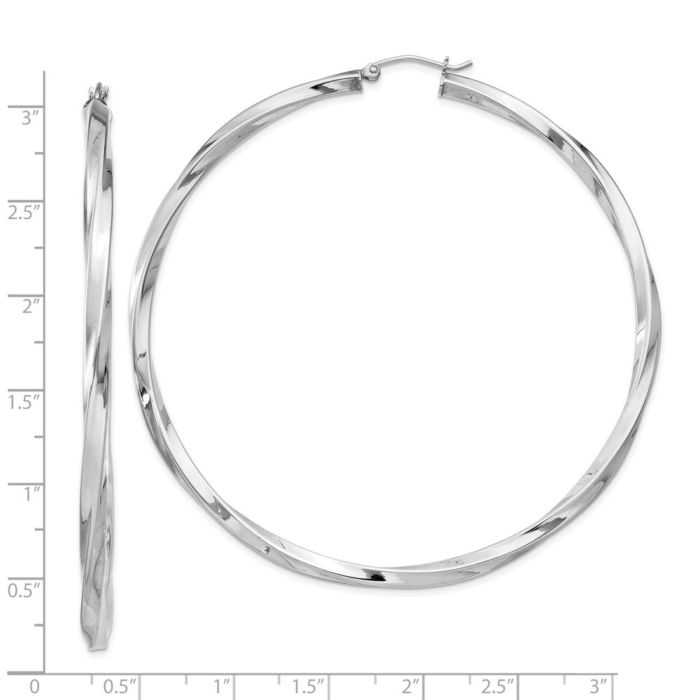 Sterlingsilber Rhodiniert 3x70mmtwisted Creolen