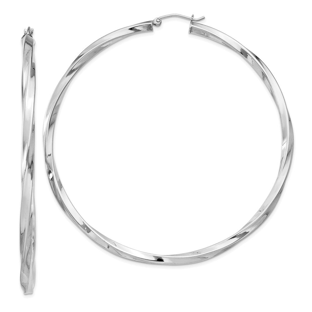 Sterlingsilber Rhodiniert 3x70mmtwisted Creolen
