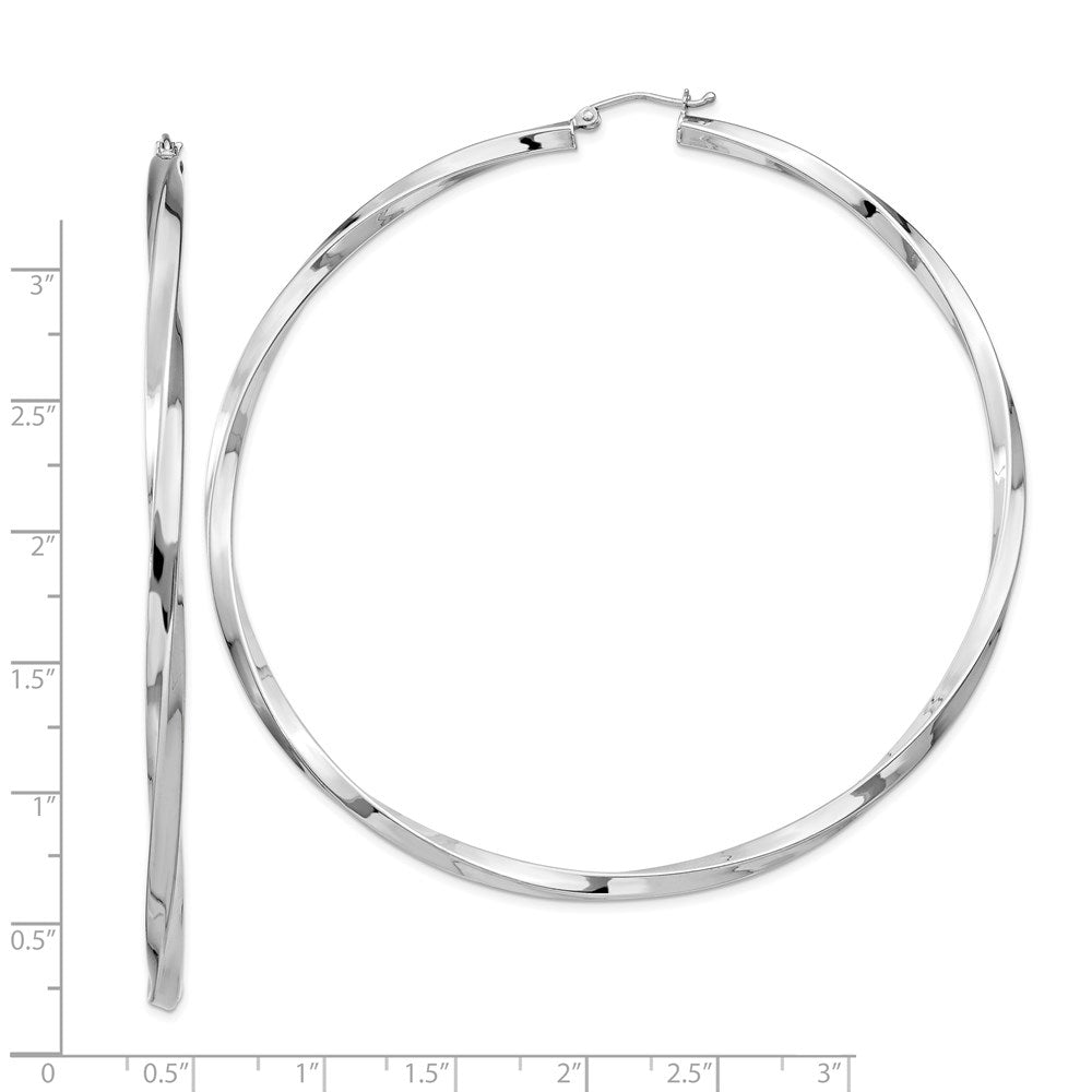 Sterlingsilber Rhodiniert 3x80mmtwisted Creolen