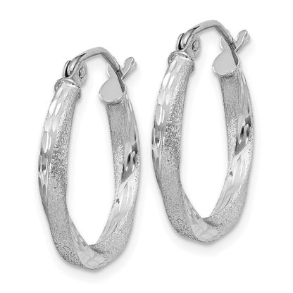 Sterlingsilber Rhodiniert Satiniert Diamantiert 2.5x18mm Gedreht Creolen