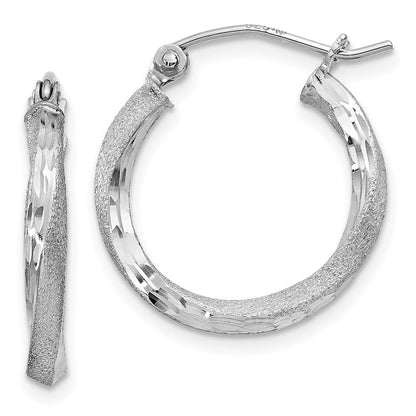 Sterlingsilber Rhodiniert Satiniert Diamantiert 2.5x18mm Gedreht Creolen
