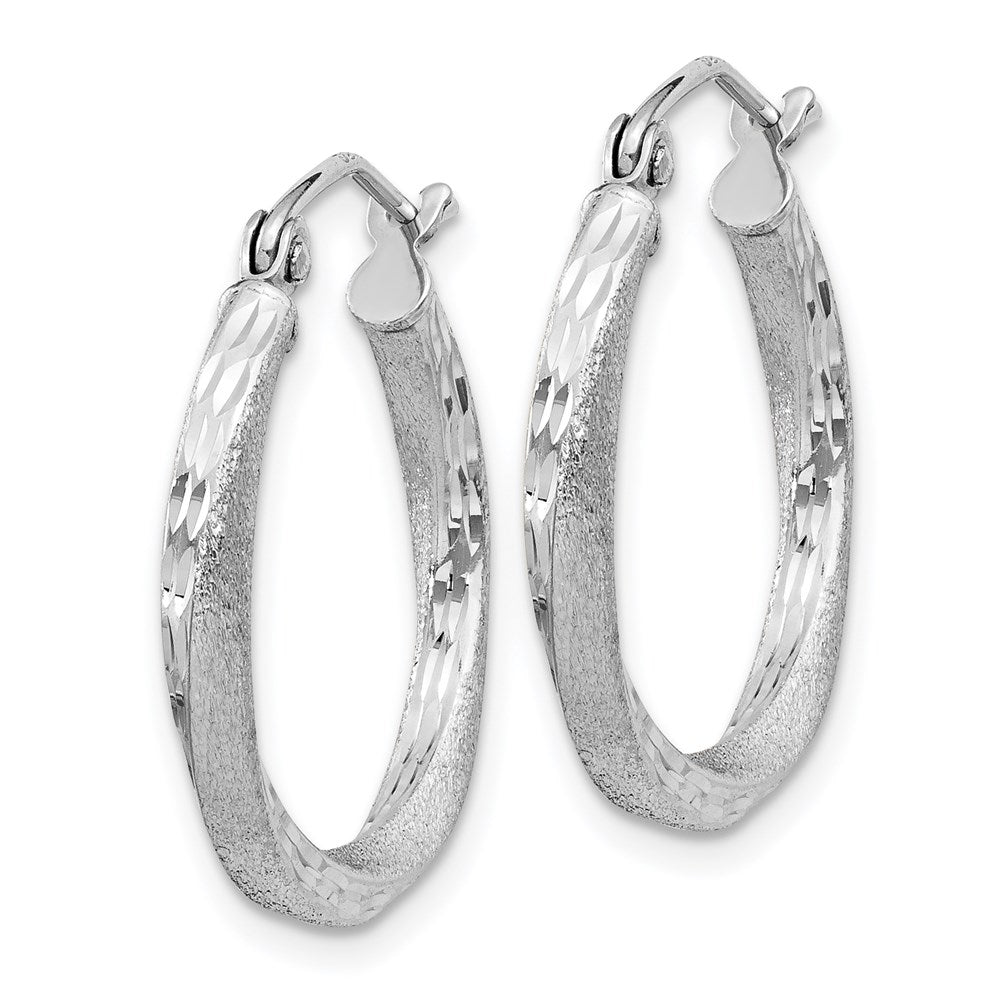 Sterlingsilber Rhodiniert Satiniert Diamantiert 2.5x20mm Gedreht Creolen