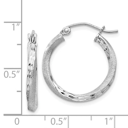 Sterlingsilber Rhodiniert Satiniert Diamantiert 2.5x20mm Gedreht Creolen