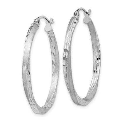 Sterlingsilber Rhodiniert Satiniert Diamantiert 2.5x30mm Gedreht Creolen