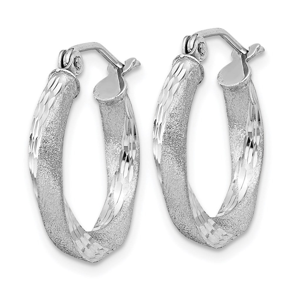 Sterlingsilber Rhodiniert Satiniert Diamantiert Gedreht 3x18mm Creolen