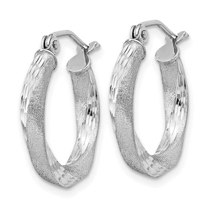 Sterlingsilber Rhodiniert Satiniert Diamantiert Gedreht 3x18mm Creolen