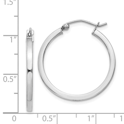 Sterlingsilber Rhodiniert 2x25mm Quadratisch Röhre Creolen