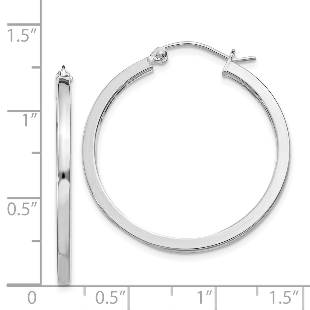Sterlingsilber Rhodiniert 2x30mm Quadratisch Röhre Creolen