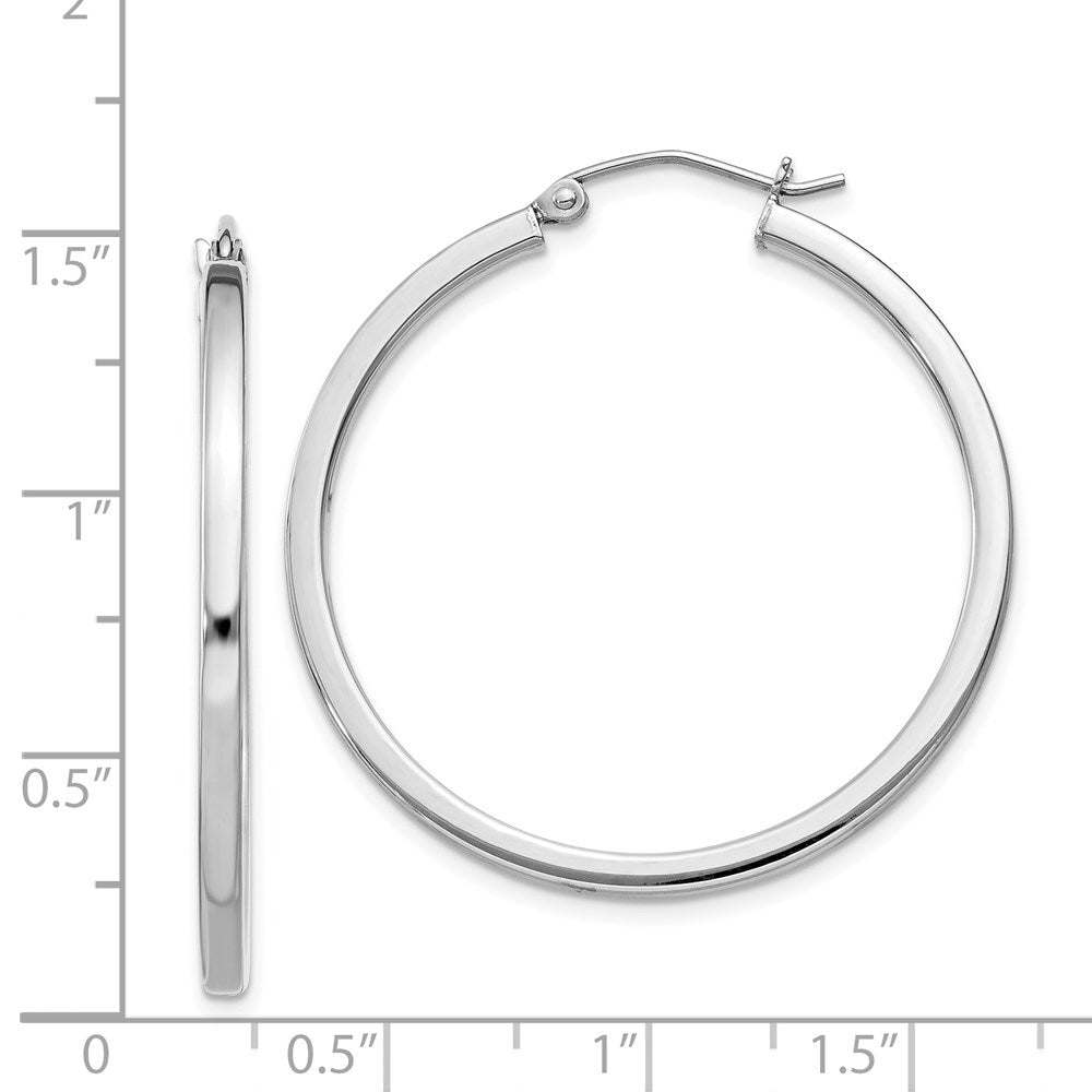 Sterlingsilber Rhodiniert 2x35mm Quadratisch Röhre Creolen