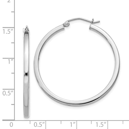 Sterlingsilber Rhodiniert 2x35mm Quadratisch Röhre Creolen
