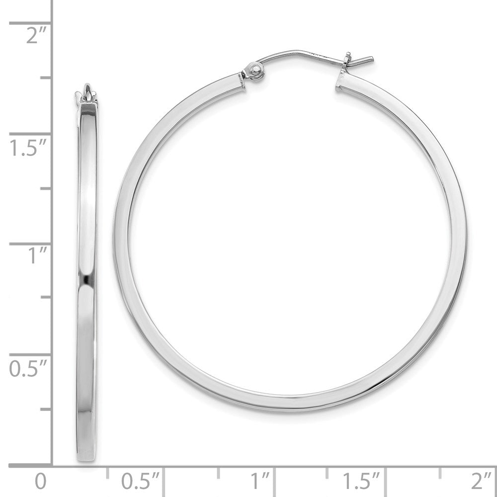 Sterlingsilber Rhodiniert 2x40mm Quadratisch Röhre Creolen