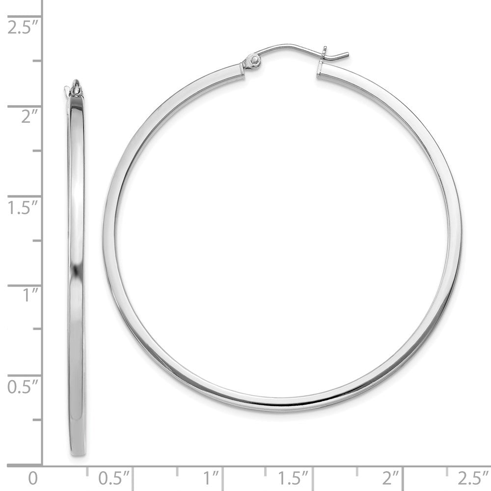 Sterlingsilber Rhodiniert 2x50mm Quadratisch Röhre Creolen
