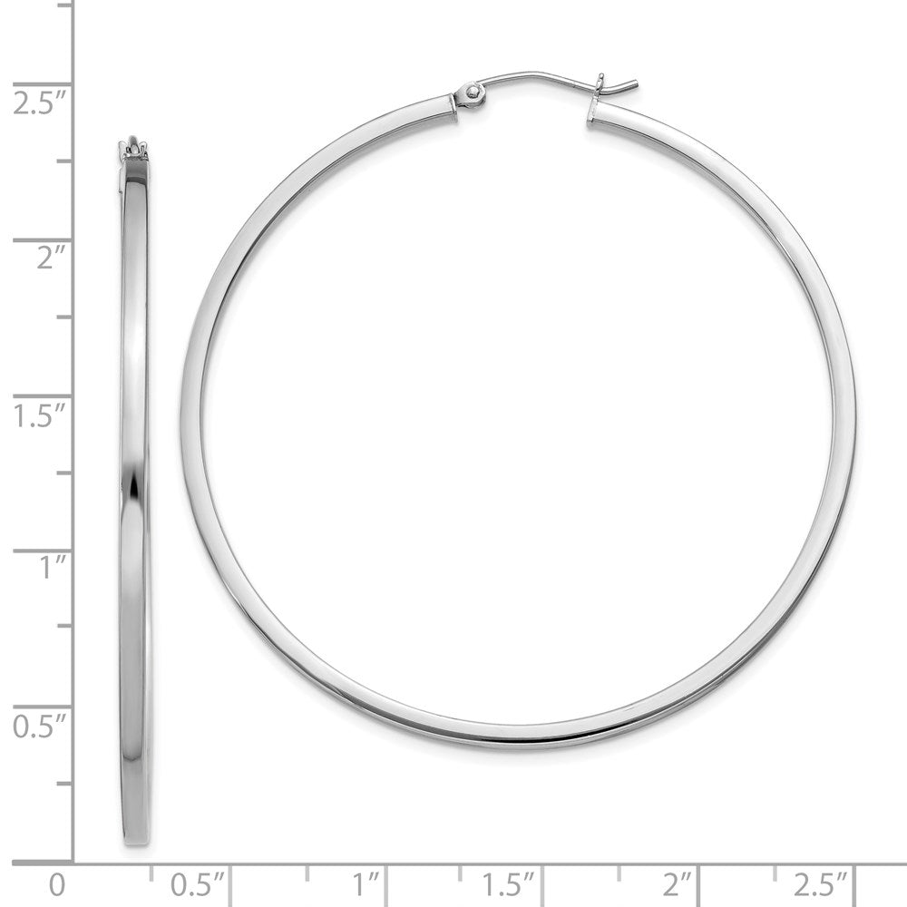 Sterlingsilber Rhodiniert 2x55mm Quadratisch Röhre Creolen