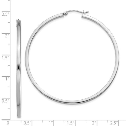Sterlingsilber Rhodiniert 2x55mm Quadratisch Röhre Creolen