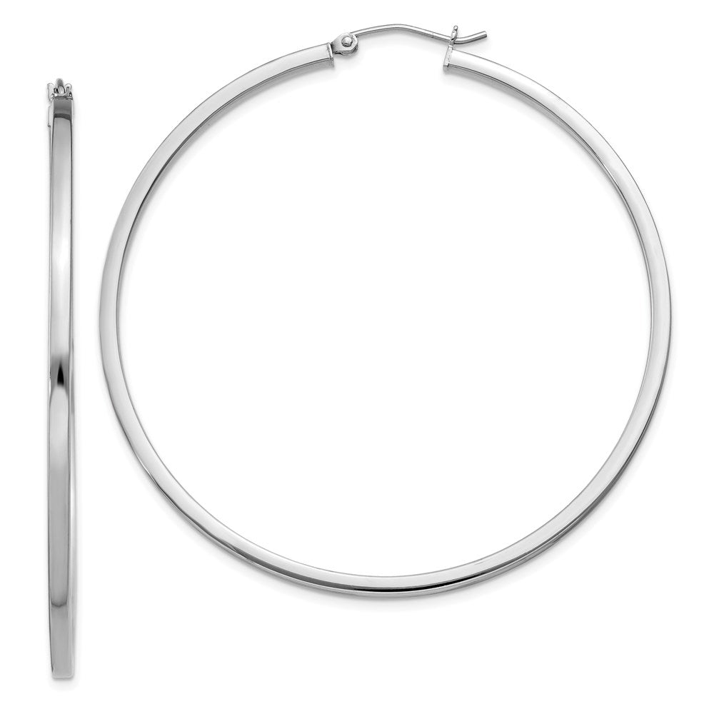 Sterlingsilber Rhodiniert 2x55mm Quadratisch Röhre Creolen
