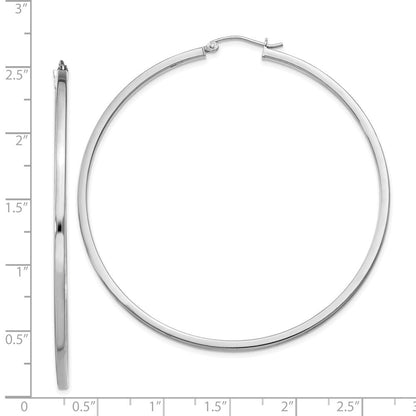 Sterlingsilber Rhodiniert 2x60mm Quadratisch Röhre Creolen