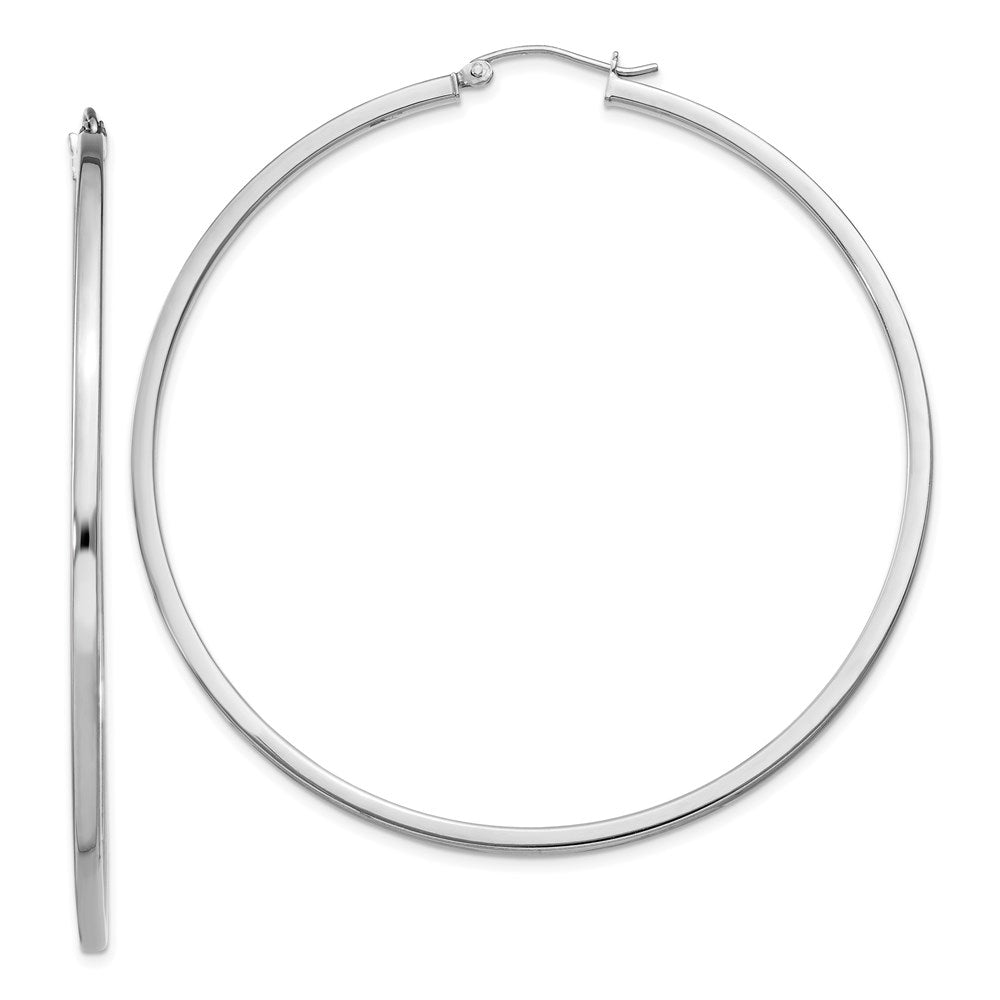 Sterlingsilber Rhodiniert 2x60mm Quadratisch Röhre Creolen