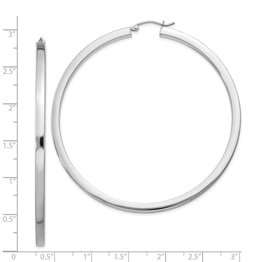 Sterlingsilber Rhodiniert 2x65mm Quadratisch Röhre Creolen