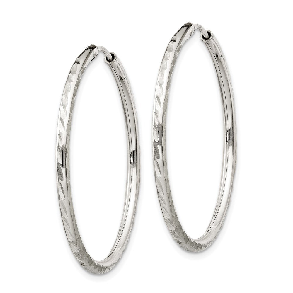 Sterlingsilber Diamantiert 2.5x35mm Endlos Creolen