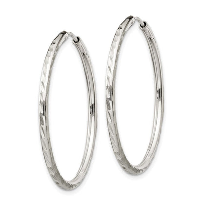 Sterlingsilber Diamantiert 2.5x35mm Endlos Creolen