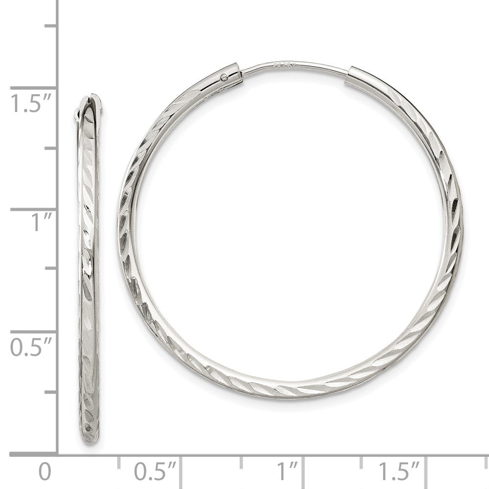 Sterlingsilber Diamantiert 2.5x35mm Endlos Creolen