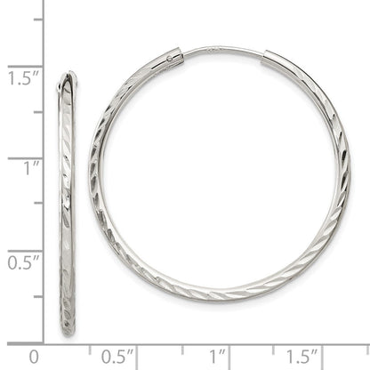 Sterlingsilber Diamantiert 2.5x35mm Endlos Creolen
