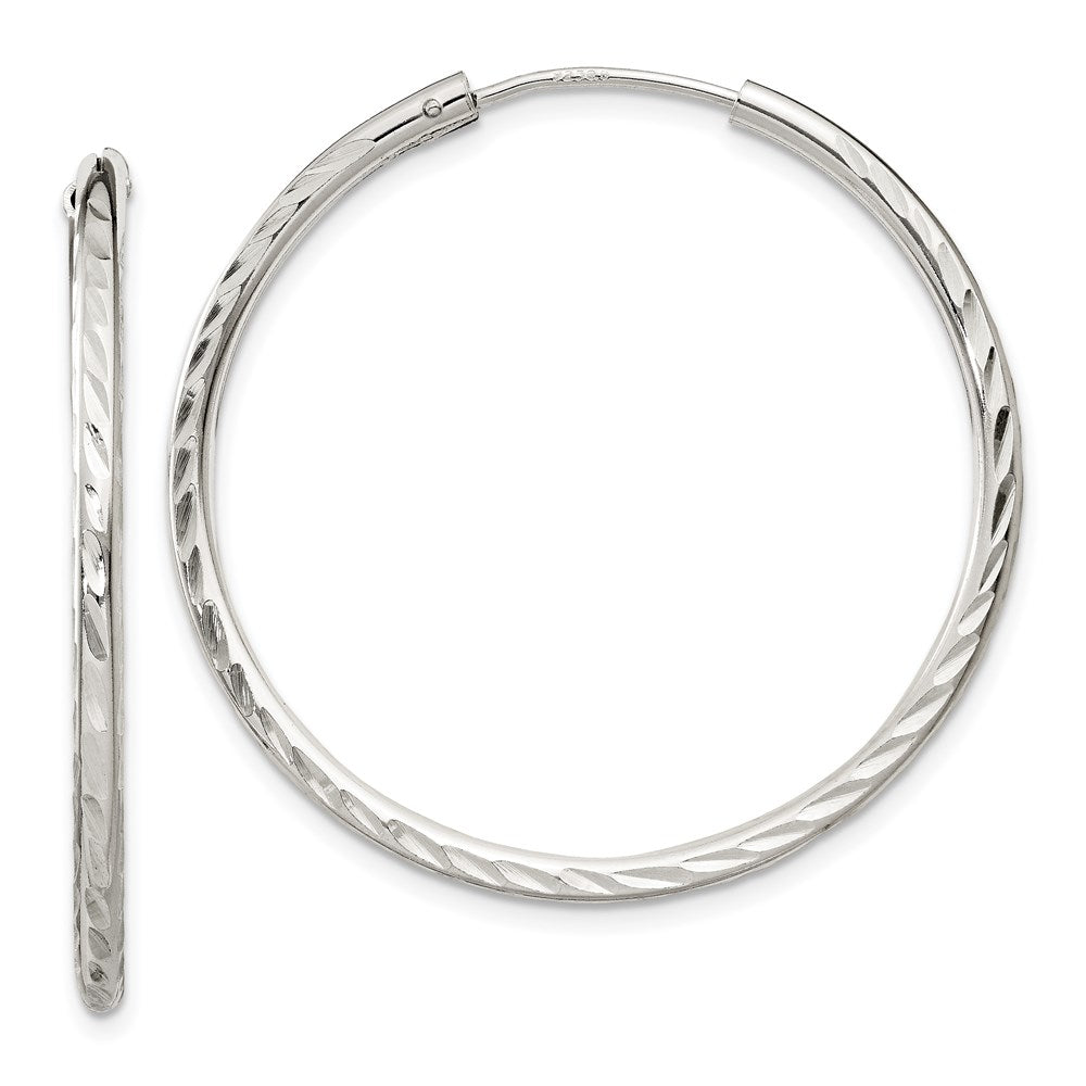 Sterlingsilber Diamantiert 2.5x35mm Endlos Creolen