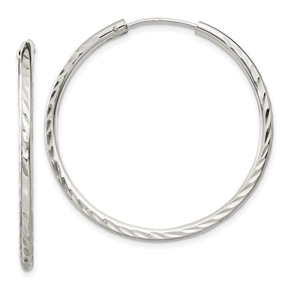 Sterlingsilber Diamantiert 2.5x35mm Endlos Creolen
