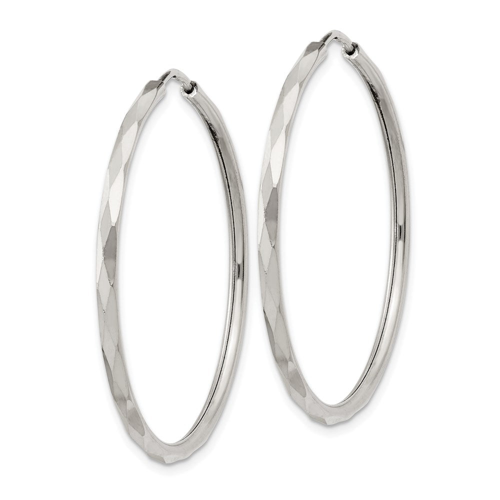 Sterlingsilber Diamantiert 2.5x35mm Endlos Creolen