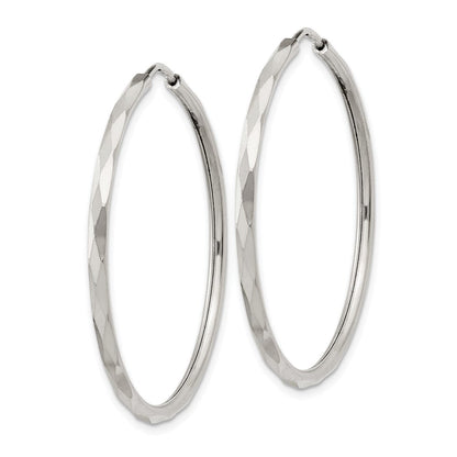 Sterlingsilber Diamantiert 2.5x35mm Endlos Creolen