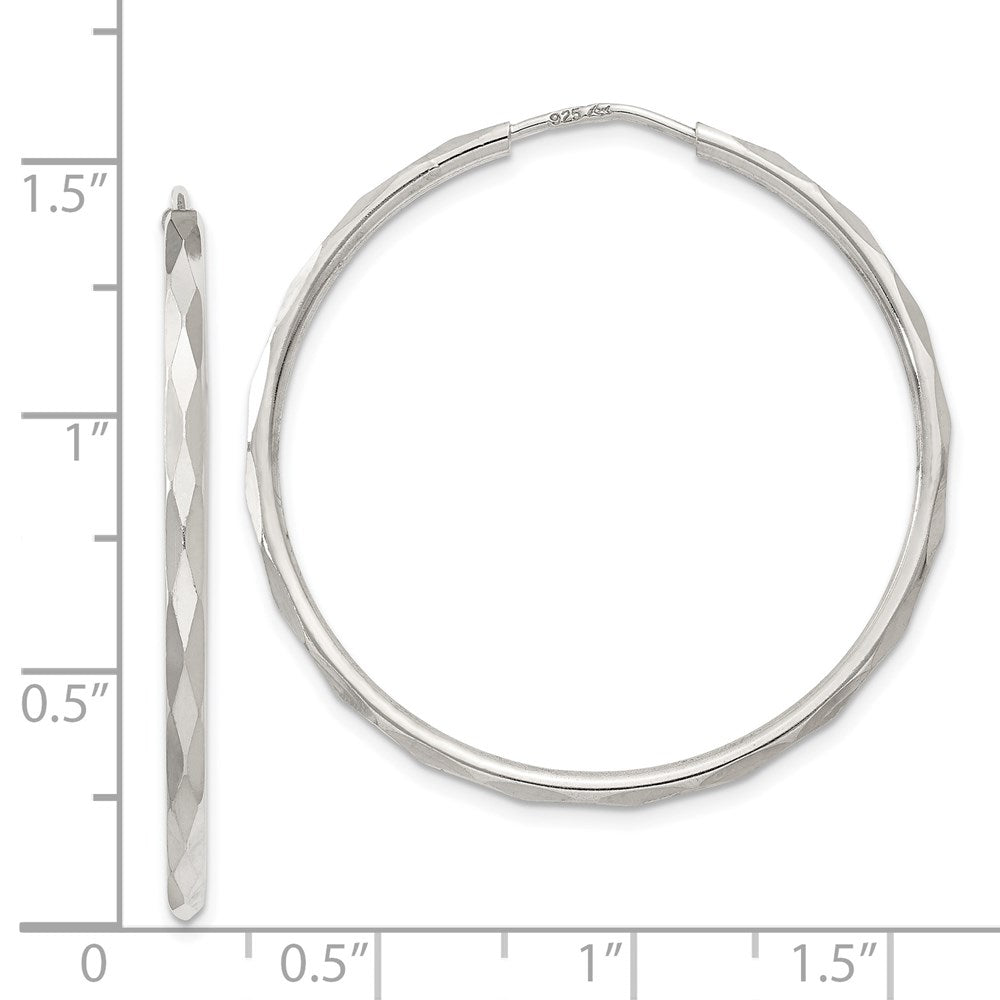 Sterlingsilber Diamantiert 2.5x35mm Endlos Creolen