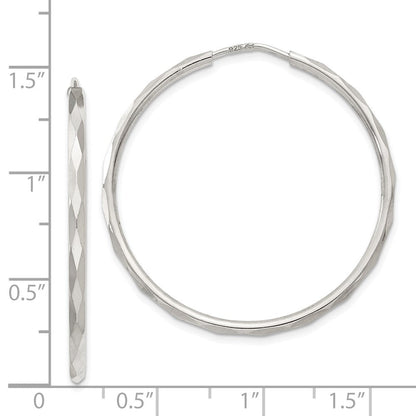 Sterlingsilber Diamantiert 2.5x35mm Endlos Creolen