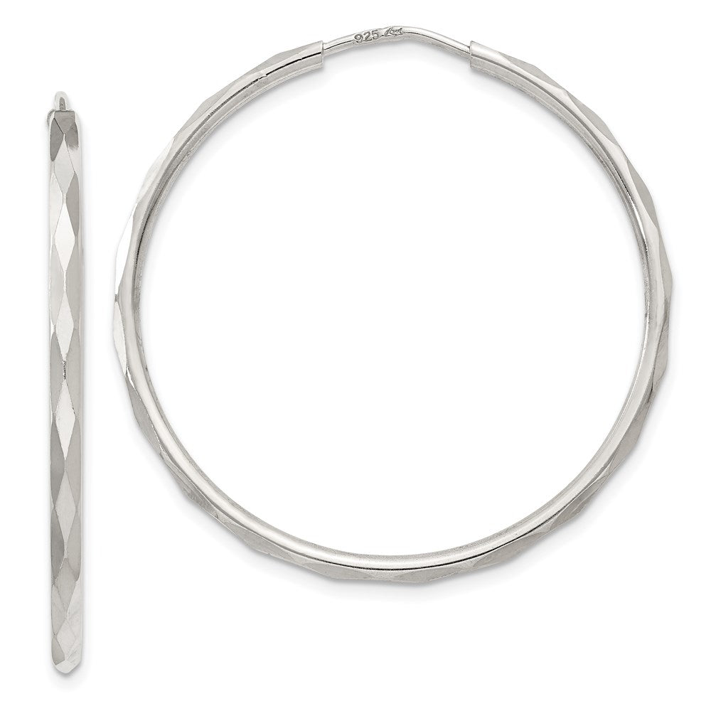 Sterlingsilber Diamantiert 2.5x35mm Endlos Creolen
