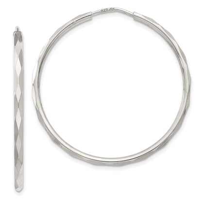 Sterlingsilber Diamantiert 2.5x35mm Endlos Creolen