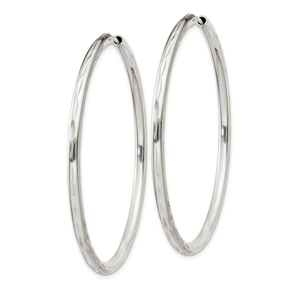 Sterlingsilber Diamantiert 2.5x50mm Endlos Creolen