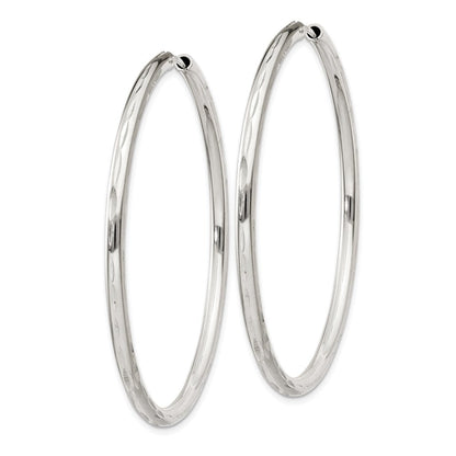 Sterlingsilber Diamantiert 2.5x50mm Endlos Creolen