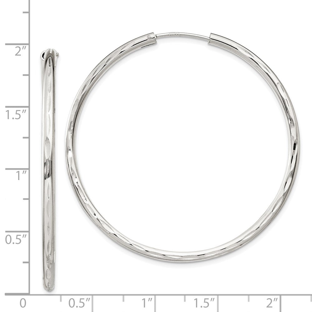 Sterlingsilber Diamantiert 2.5x50mm Endlos Creolen