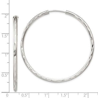 Sterlingsilber Diamantiert 2.5x50mm Endlos Creolen