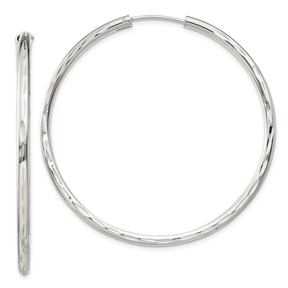 Sterlingsilber Diamantiert 2.5x50mm Endlos Creolen