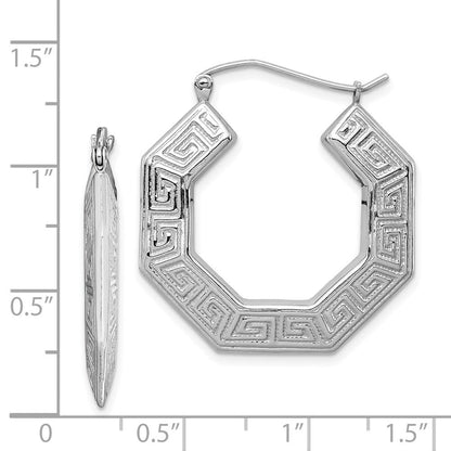 Sterlingsilber Rhodiniert Strukturiert Greek Key Creolen