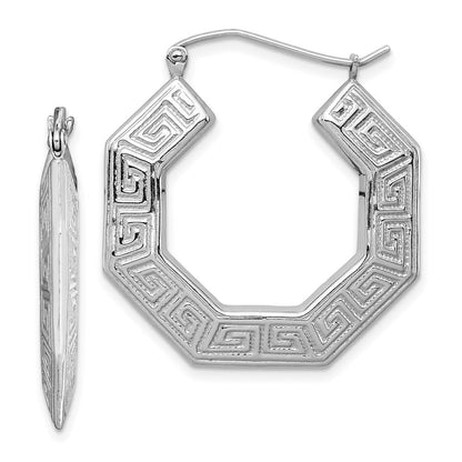 Sterlingsilber Rhodiniert Strukturiert Greek Key Creolen