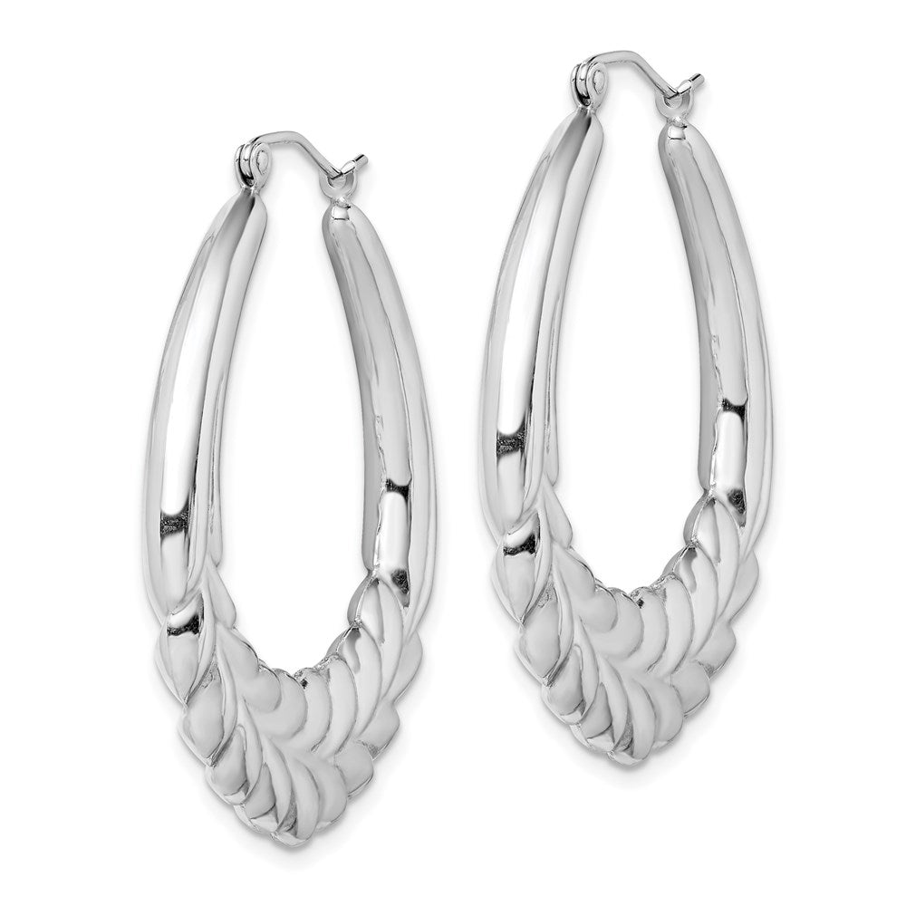 Sterlingsilber Rhodiniert Poliert Weizen Shrimp Oval Creolen