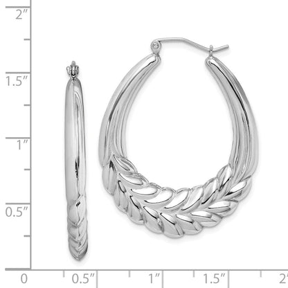 Sterlingsilber Rhodiniert Poliert Weizen Shrimp Oval Creolen