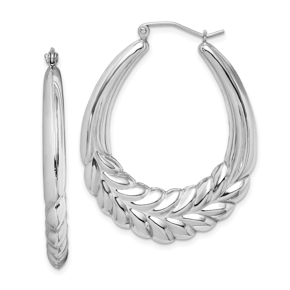Sterlingsilber Rhodiniert Poliert Weizen Shrimp Oval Creolen