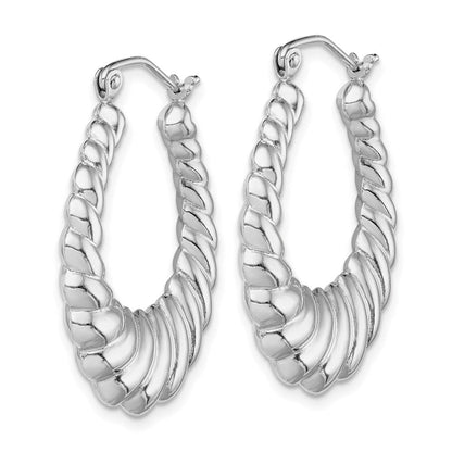 Sterlingsilber Rhodiniert Poliert Shrimp Oval Creolen