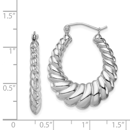 Sterlingsilber Rhodiniert Poliert Shrimp Oval Creolen
